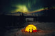 Tent Camping Winter Northern Lights Wall Mural