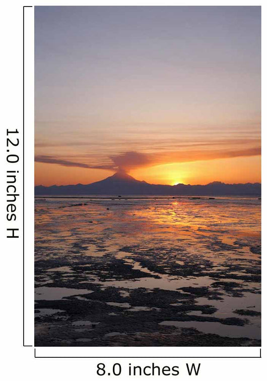 Ash Cloud Rises From Mt Redoubt At Sunset During Low Tide Wall Mural