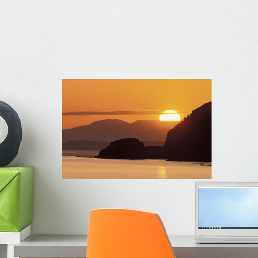 Sunset Over Ak Range & Cook Inlet Turnagain Arm Sc Ak Summer Wall Mural