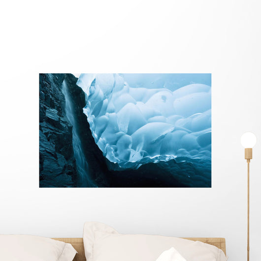 A Waterfall Down An Ice Cave Glacier Wall Mural
