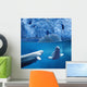 Belugas Underwater W/View Of Glacier Composite Wall Mural