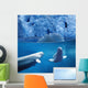 Belugas Underwater W/View Of Glacier Composite Wall Mural