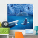 Belugas Underwater W/View Of Glacier Composite Wall Mural