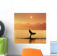 Silhouetted Humpback Whale Tail At Sunset Wall Mural