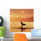 Silhouetted Humpback Whale Tail At Sunset Wall Mural
