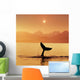 Silhouetted Humpback Whale Tail At Sunset Wall Mural
