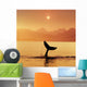 Silhouetted Humpback Whale Tail At Sunset Wall Mural
