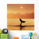 Silhouetted Humpback Whale Tail At Sunset Wall Mural