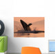 Humpback Whale Breaching At Sunset Wall Mural