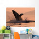 Humpback Whale Breaching At Sunset Wall Mural