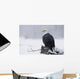 Bald Eagle Perched On Log During Snow Storm Chilkat River Wall Mural