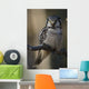 Close Up Of Hawk Owl Perched On A Branch Wall Mural