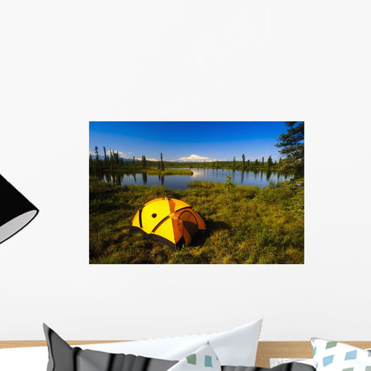 Tent Camping In Wrangell Saint Elias National Park With Mount Sanford Wall Mural