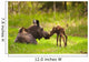 Cow And Calf Moose In Grass, Kincaid Park, Anchorage, Alaska Wall Mural