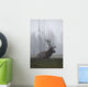 An Adult Roosevelt Bull Elk Lies On A Hillside In Early Morning Fog Wall Mural