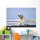 An Adult Polar Bear Rests Along Wall Mural