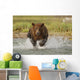 Coastal Grizzly Boar Fishing At Geographic Harbor Wall Mural