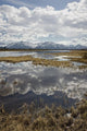 Scenic View Of Clouds Reflecting In Knob Lake Along The Glenn Highway Wall Mural