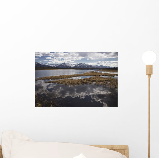 Scenic View Of Clouds Reflecting In Knob Lake Along The Glenn Highway Wall Mural