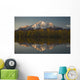 Scenic View Of Pioneer Peak Reflecting In Echo Lake At Sunset Wall Mural