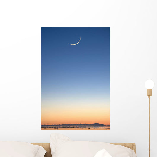 Cresent Moon Rising At Sunset Over Cook Inlet Wall Mural