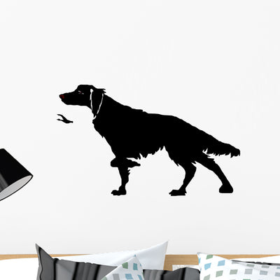 Hunting Dog Rack Duck Wall Mural shown on a wall