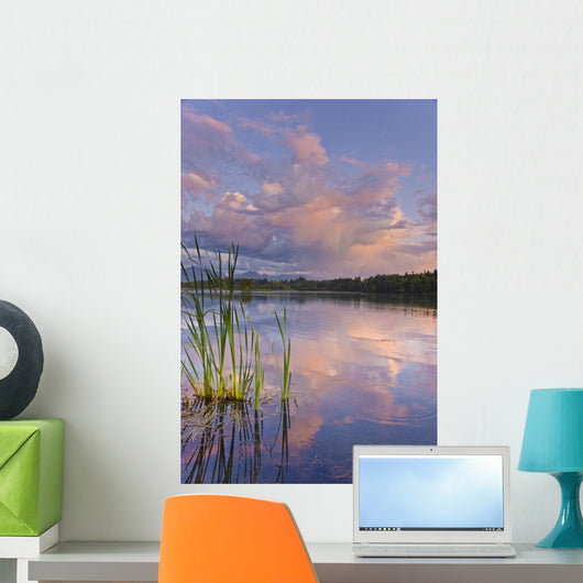 View Of Sunset Clouds Reflected In Westchester Lagoon Wall Mural
