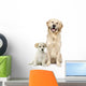 Golden Retriever and a Labrador puppy sitting Wall Decal