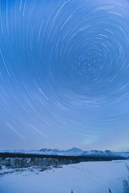 Night Time View Of Star Trails Over Mt Mckinley With Northern Lights Wall Mural