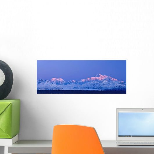 Panoramic View Of Sunrise Over Mt Mckinley And The Alaska Range Wall Mural