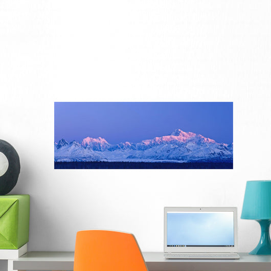 Panoramic View Of Sunrise Over Mt Mckinley And The Alaska Range Wall Mural