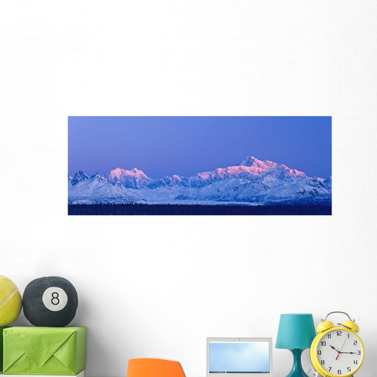 Panoramic View Of Sunrise Over Mt Mckinley And The Alaska Range Wall Mural