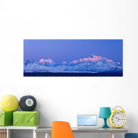 Panoramic View Of Sunrise Over Mt Mckinley And The Alaska Range Wall Mural