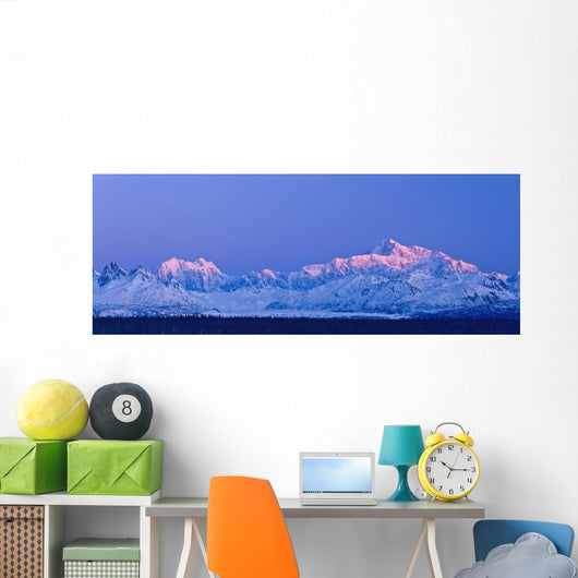 Panoramic View Of Sunrise Over Mt Mckinley And The Alaska Range Wall Mural