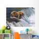 Adult Brown Bear Fishing For Salmon At Top Of Brooks Falls Wall Mural