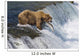 Adult Brown Bear Fishing For Salmon At Top Of Brooks Falls Wall Mural