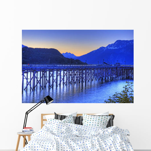 View Of Dock At Twilight, Haines, Southeast Alaska, Summer, Hdr Image Wall Mural