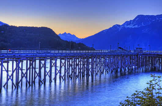 View Of Dock At Twilight, Haines, Southeast Alaska, Summer, Hdr Image Wall Mural