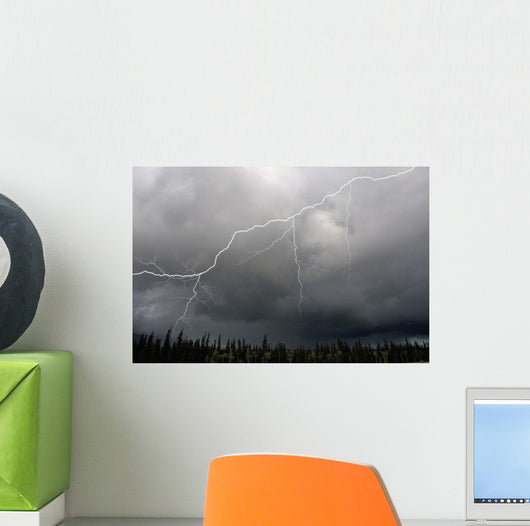 Lightning Strike And Storm Over The Alcan Highway Wall Mural