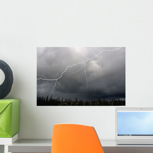 Lightning Strike And Storm Over The Alcan Highway Wall Mural
