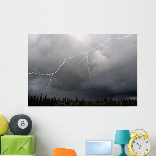 Lightning Strike And Storm Over The Alcan Highway Wall Mural