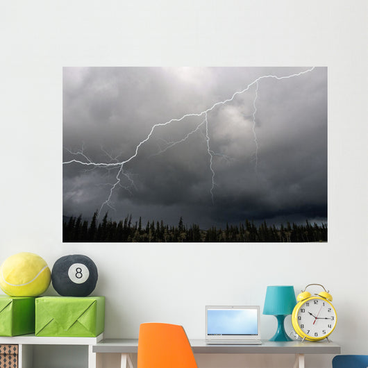 Lightning Strike And Storm Over The Alcan Highway Wall Mural