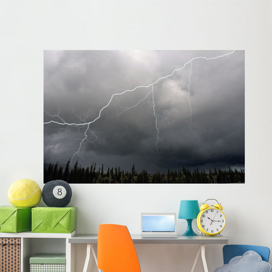 Lightning Strike And Storm Over The Alcan Highway Wall Mural