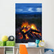 Close-Up View Of A Camp Fire With A View Of The Chugach Mountain Wall Mural