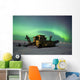 Green Northern Lights Dance Over A Historical Gold Dredge Near Nome Wall Mural