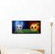 Water Drops and Fire Flames Soccer Ball Wall Mural