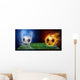 Water Drops and Fire Flames Soccer Ball Wall Mural