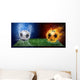 Water Drops and Fire Flames Soccer Ball Wall Mural