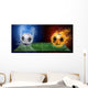 Water Drops and Fire Flames Soccer Ball Wall Mural