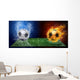 Water Drops and Fire Flames Soccer Ball Wall Mural